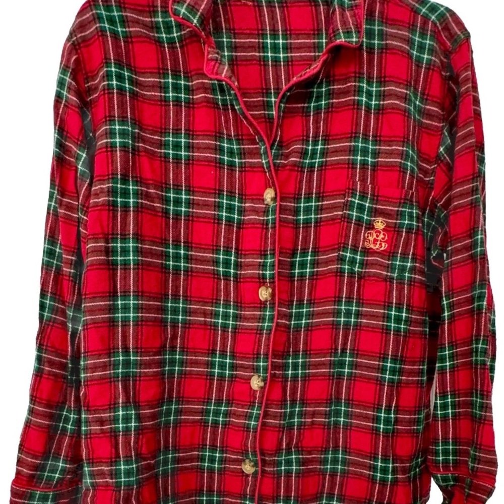 Women’s Lauren Ralph Lauren Pajama Set Tartan Plaid Flannel w/Logo & Pocket XL
